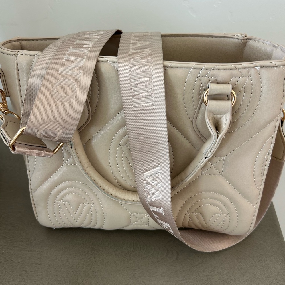 Valentino Orlandi Beige Quilted Shoulder Bag